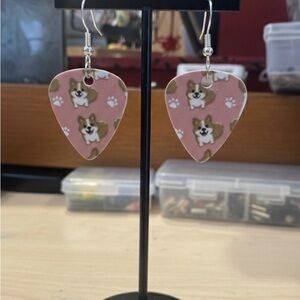 Pink Corgi Dog Earrings